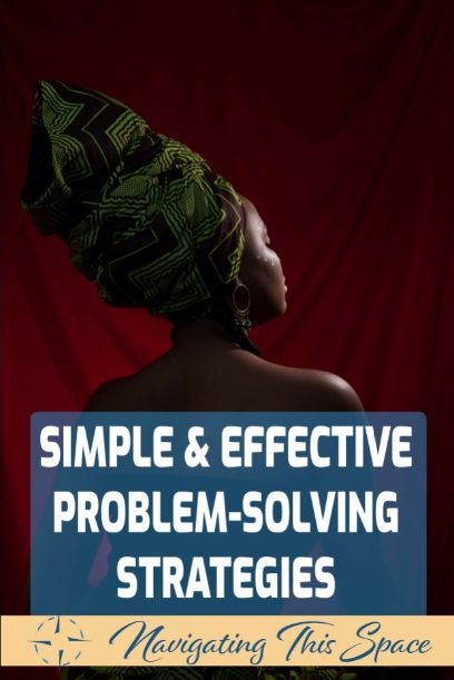 African woman with a printed green headwrap thinking about effective ways to solve any problem