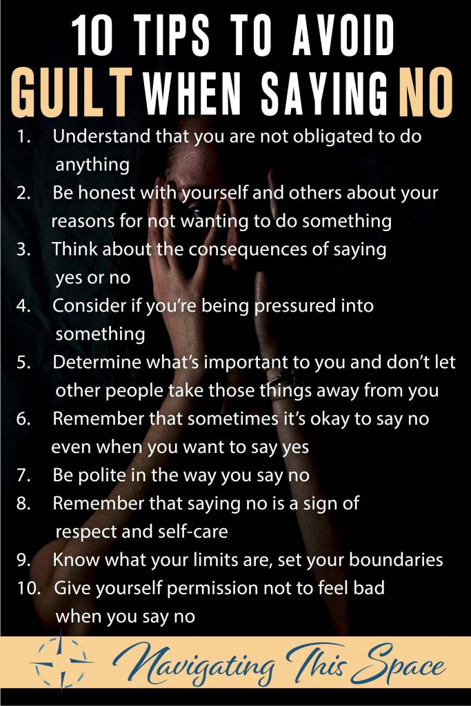 10 Tips to avoid guilt when saying no