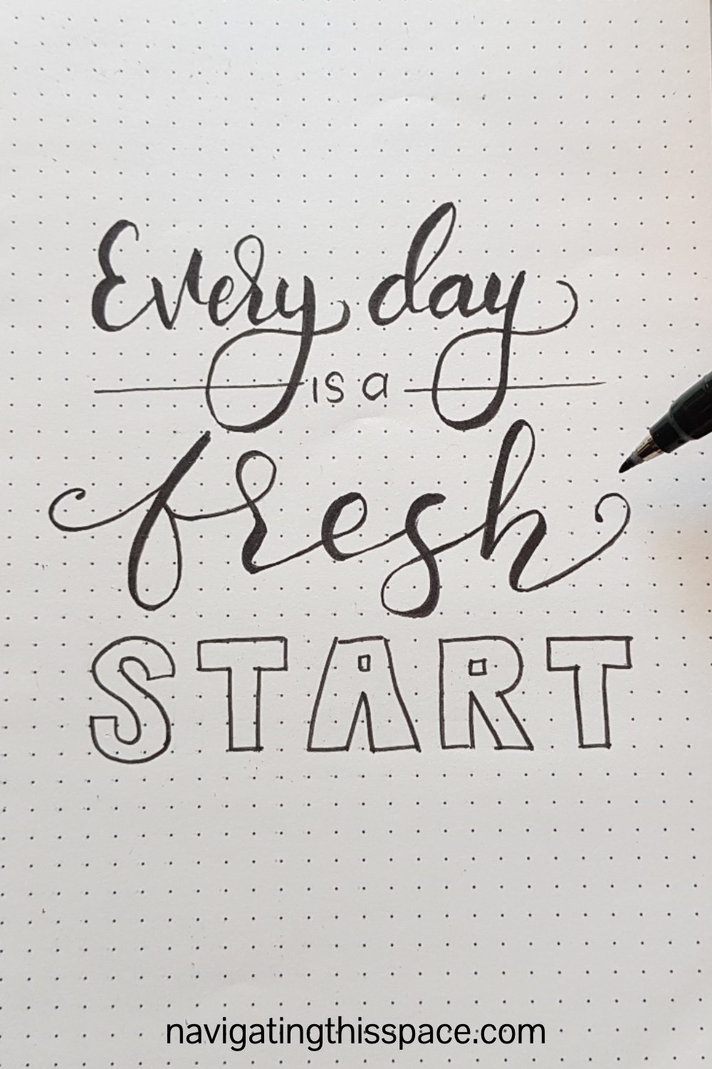 handwritten note saying everyday is a fresh start
