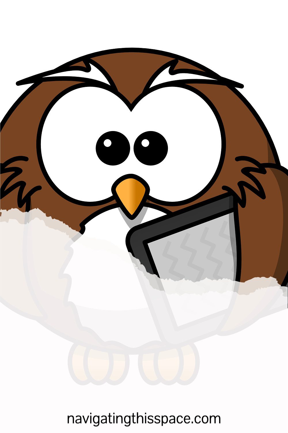 an illustrated owl with a tablet working on maintaining his self improvement habits