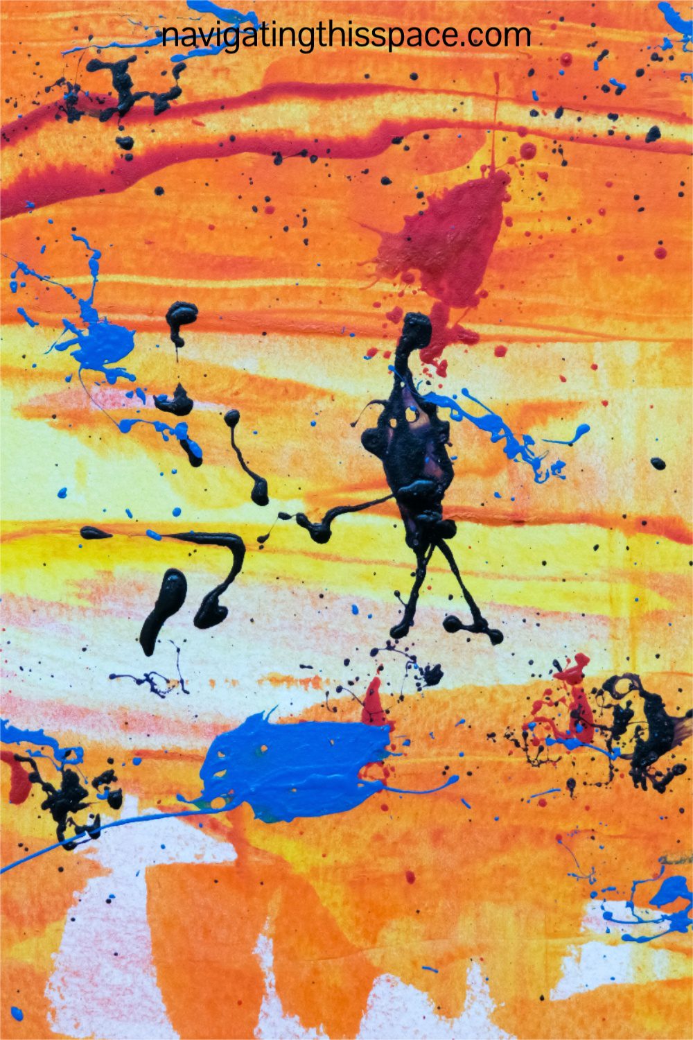 warm bold colors on a canvas displayed by drip technique