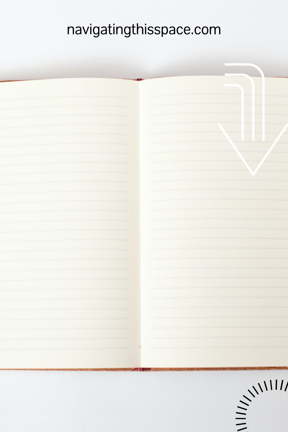 An open journal showing blank pages that needs to be filled to experience the benefits of journaling