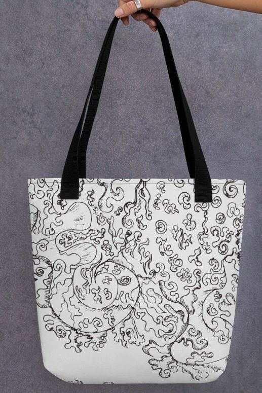 A tote bag with swirl designs