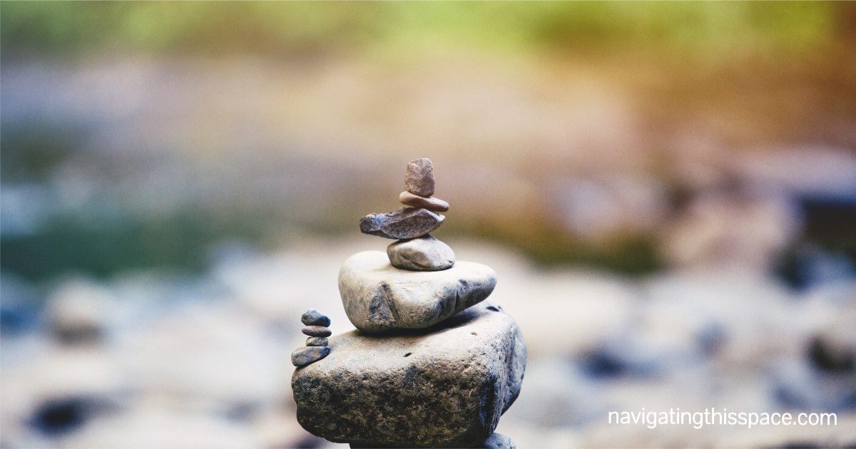 a calming stack of rocks to promote concentration