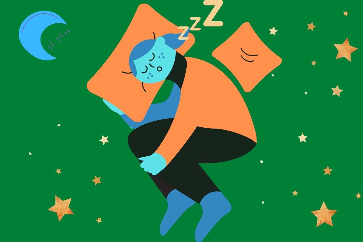 an illustrated character getting restful sleep after using some of the best sleep products