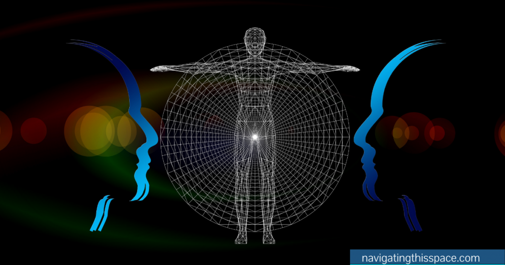 An illustration of the human mind and the body signifying self awareness