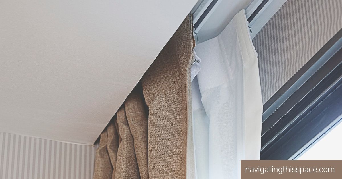 brown and white blackout curtains