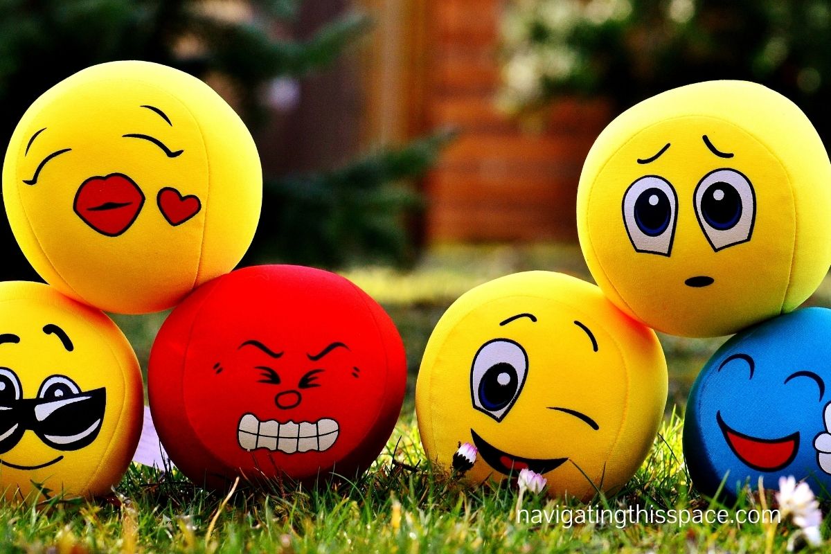 stuffed characters showing the range of human emotions