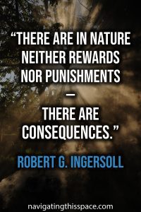 There are in nature neither rewards nor punishments — there are consequences - Robert G. Ingersoll