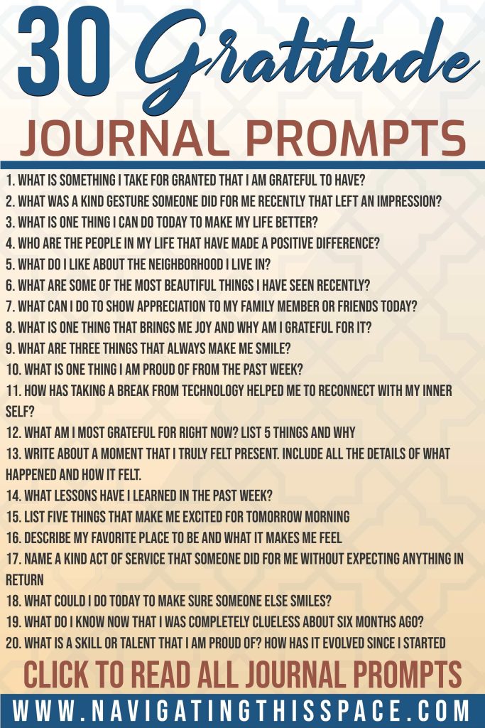 30 Gratitude journal prompts